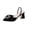 Black, variant on Women's Flock Slingback Block Heels with Rhinestone Square Buckle, Pointed Toe Elegant Dress Pumps