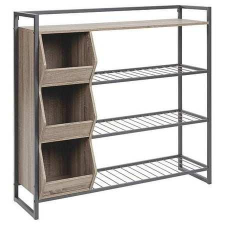 

Etageres Shelving Display Office Furniture shelf rack Ashley Maccenet Grayish Brown/Gunmetal Casual Shoe Rack Z1510473
