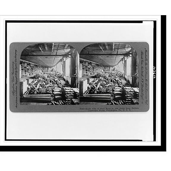 Historic Print, South aisle of store room in 16th Street shop Baldwin Locomotive Works Philadelphia Pa. U.S.A., 16" x 20"