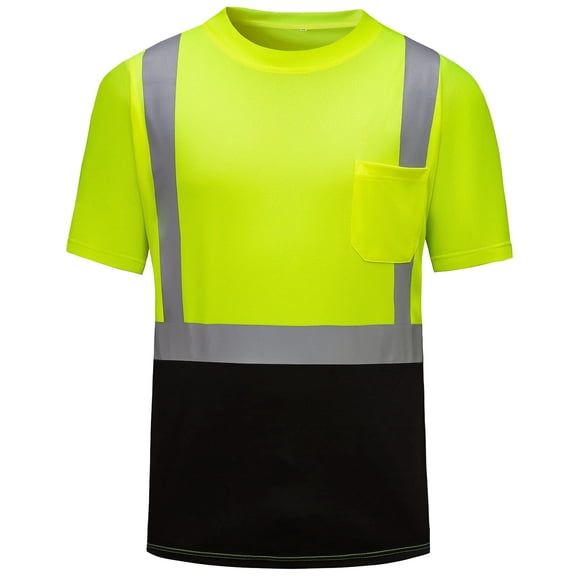 Mens T-Shirts Reflective Short Sleeved Pocket Work Safety T Shirt Sports Dailywear T-Shirt