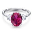 thumbnail image 3 of Gem Stone King 3.50 Ct Oval Red Created Ruby 925 Sterling Silver Ring, 3 of 6
