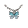 thumbnail image 2 of Women Silver Metal Chain Boot Bracelet Shoe Charm Blue Butterfly, 2 of 7