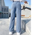 thumbnail image 6 of JLMSPLWG Preppy Girl Jeans Heart Print Wide Leg Pants Teen Girls Thin Soft Summer Jean Kids Aesthetic Cute Personalized Vintage Solid Color Trendy Loose Fit Denim Pants Toddler Girl Clothes, 6 of 9