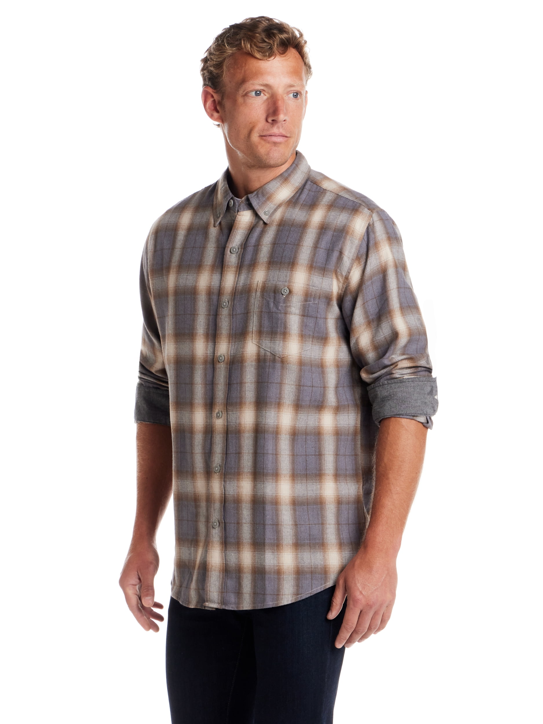 Frontier Threads Men's Long Sleeve Button Down Traditional Plaid Flannel