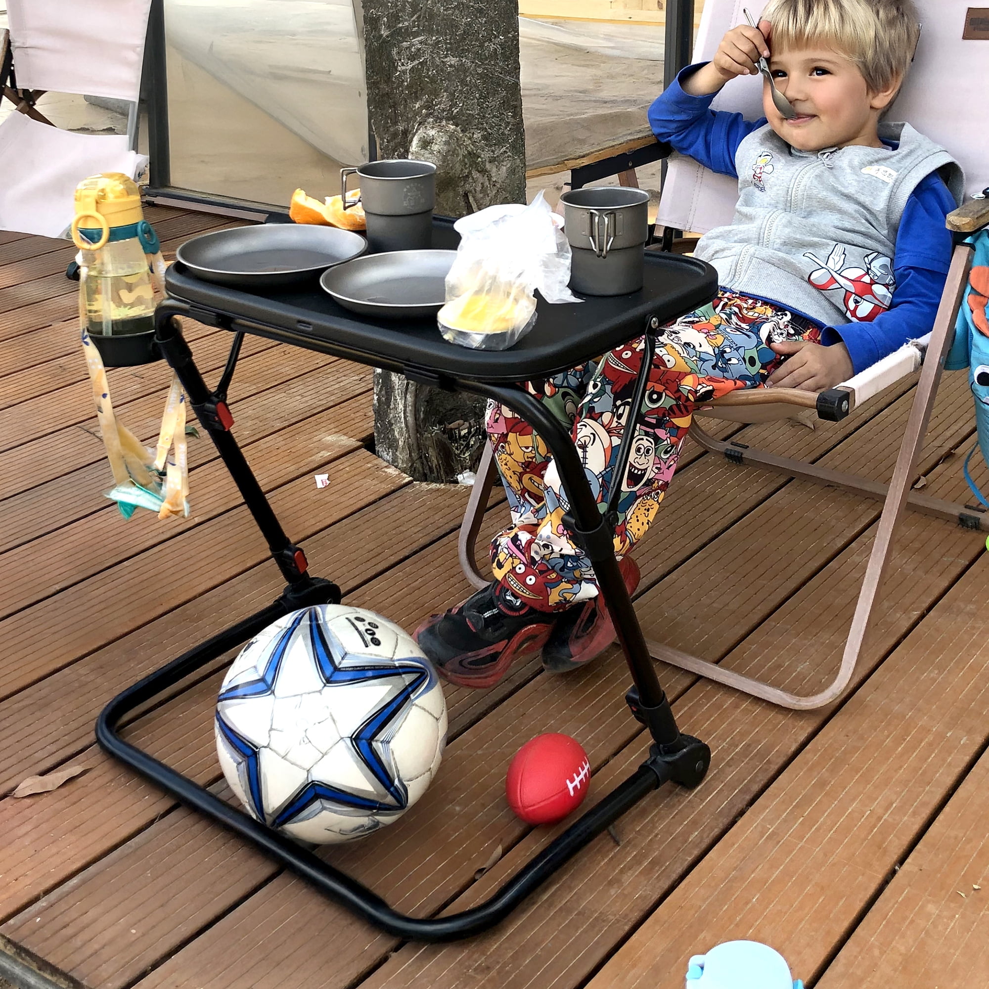 Homy Casa Set of 2 Adjustable Folding Tables, Portable Outdoor Tables for Patio Camping and Backyard