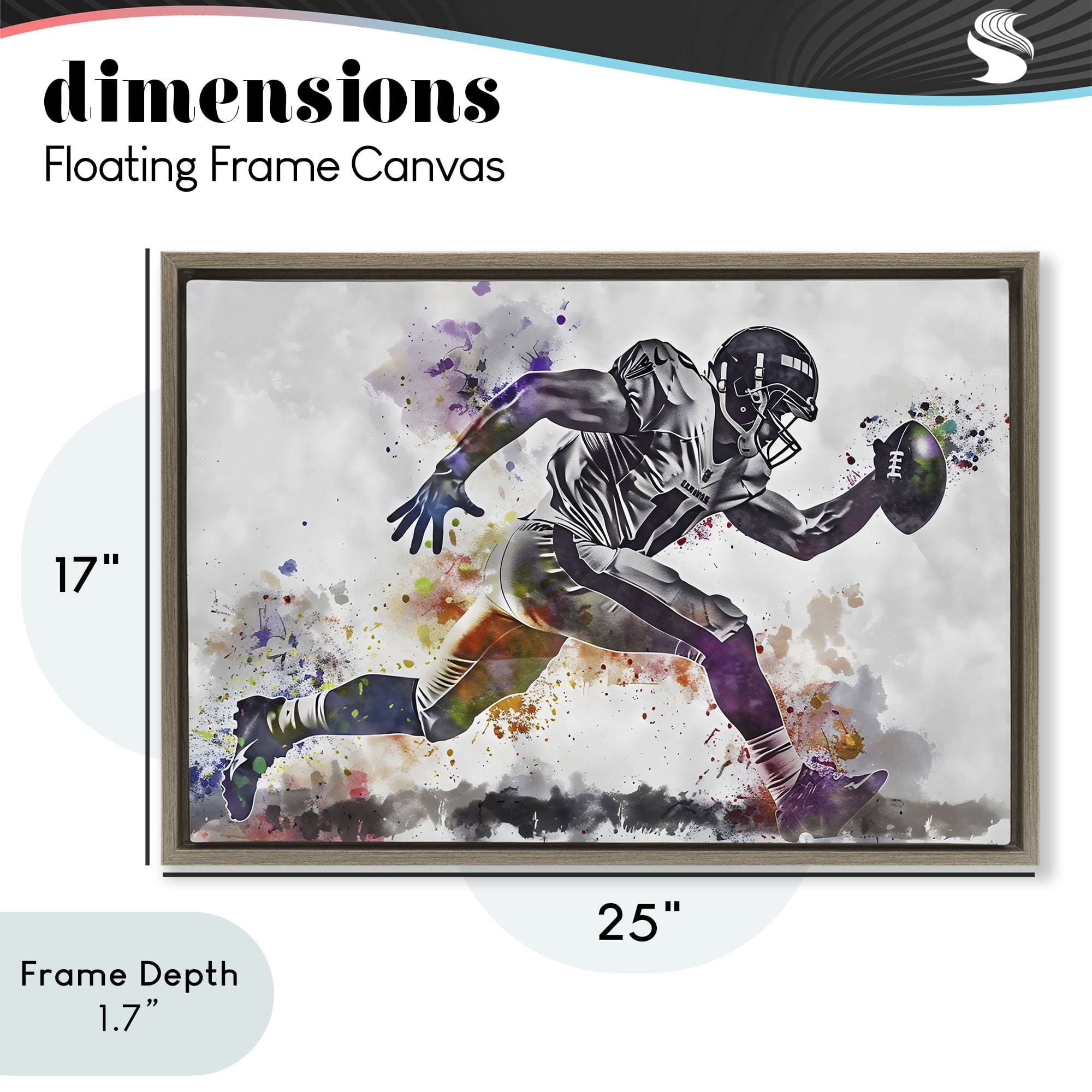 Stupell Industries Endurance Football Sprint Brown Framed Floater Canvas Wall Art, design by Creative Studio