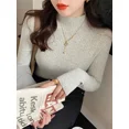 thumbnail image 1 of Elegant Solid Basic Knitted Women Tops Turtlneck Sweater Long Sleeve Casual Slim Pullover Korean Fashion Simple Chic Clothes, 1 of 5