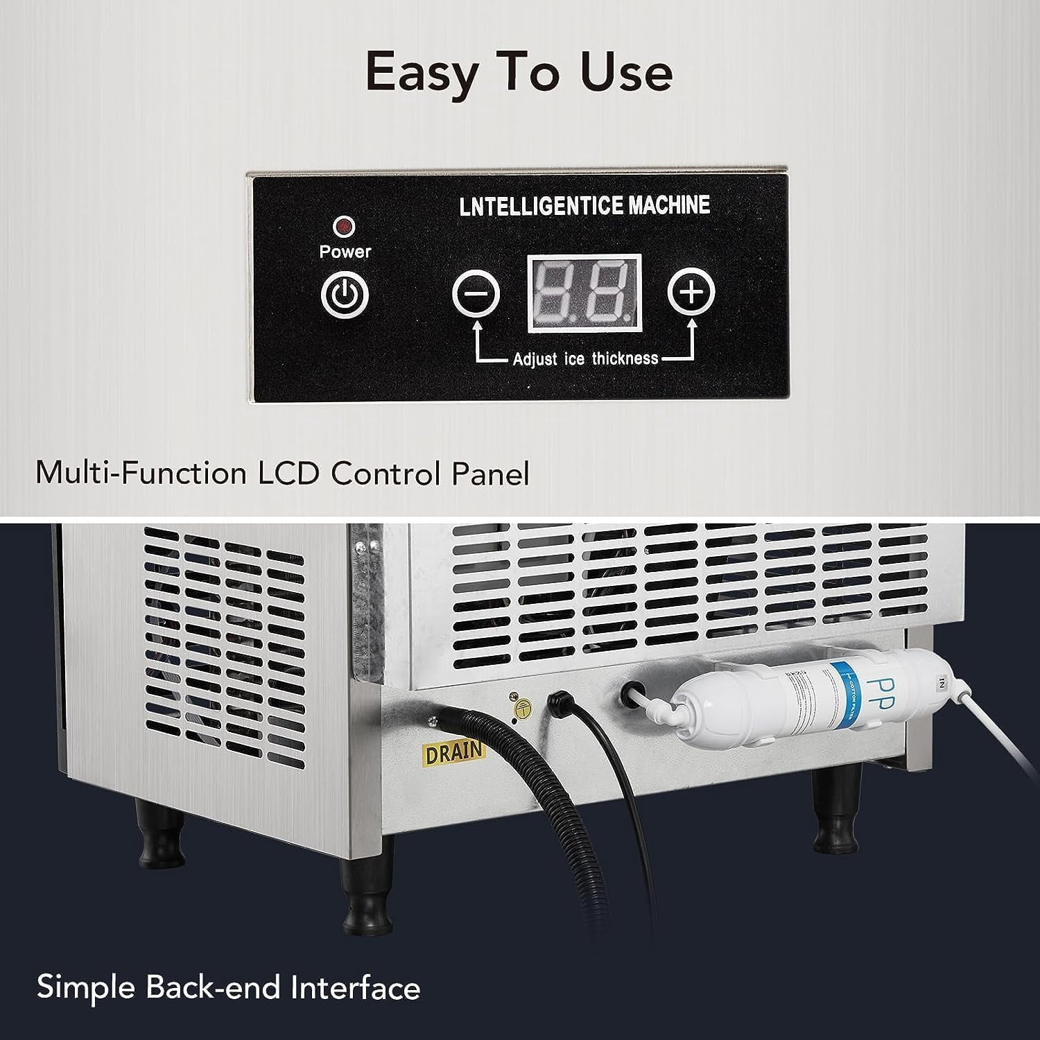 Towallmark Commercial Under-Counter Ice Machine, 110 lbs Daily Output, 33 lbs Storage Capacity