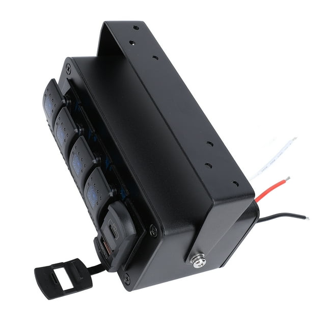 4 Gang Rocker Switch Panel with PD Type C QC3.0 USB , Watertight Aluminum Switch Box for Car Truck Boat RV UTV ATV