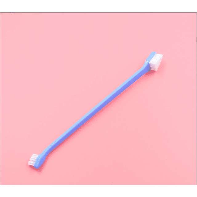 Paquete de cepillos de dientes para perros - 2 cepillos de dientes de doble cabeza con mango largo para el cuidado dental de perros - Use el juego de cepillos de dientes para mascotas de doble cara y Namotu CZMR-ST133