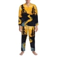 thumbnail image 3 of Balery Sunset River Pine Trees Pattern Pajama Sets for Men Long Sleeve 2 Piece Sleepwear Loungewear Sets Soft PJ's with Pockets Long Sleeve Comfy Pj Sets-X-Large, 3 of 7