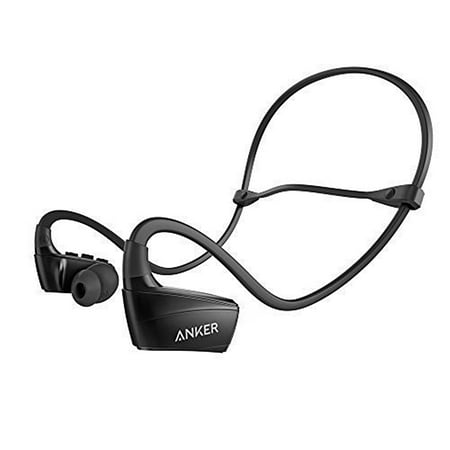 Anker SoundBuds Bluetooth In-Ear Earbuds, Secure Fit Sport Sweatproof Wireless Headphones with Enhanced Bass for Work Out, Running, BMX, and Boxing, Black (New Open