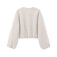 thumbnail image 4 of Women's Solid Color Loose Short Bomber Jacket Casual Fashion Long Sleeve Outerwear Beige M, 4 of 4