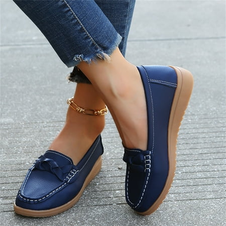 

Vedolay Loafers Women s Comfort Loafers Wide Fit Breathable Non-Slip Platform Flat Shoes White 7
