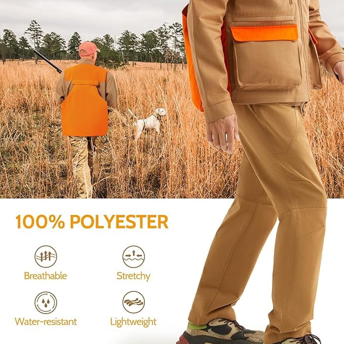 NEW VIEW Upland Hunting Pants for Men - Pheasant Hunting Pants with 7 Pockets, Water-Resistant