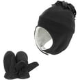 thumbnail image 4 of Zando Baby Kids Winter Hats and Gloves Sets Boys Warm Polar Fleece Beanie Hat Cold Weather Black A 4-7T, 4 of 7