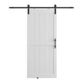 thumbnail image 2 of 36in. W x 84in. H White Sliding MDF Barn Door with Black Sliding Door Hardware Kit & Handle, Pre-Drilled Ready to Assemble, Waterproof PVC Coating, H-Frame, 2 of 6