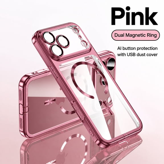 Sanwo for iPhone 18 Pro Max Rugged Clear Case with Camera Full Coverage, Dustproof Shock-Absorbent Protective Cover, Magnetic Compatible,Winered
