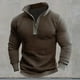 thumbnail image 1 of Blusa y camisa de manga larga con cuello alto para hombre, estilo casual, de color liso, con cremallera, manga larga, cuello alto y capucha, de poliéster., 1 of 3