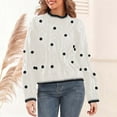 thumbnail image 2 of GBSYEWXS Women Sweater Crew Neck Polka Dot Print Long Sleeve Cute Thermal Light Yellow Sweater, 2 of 5