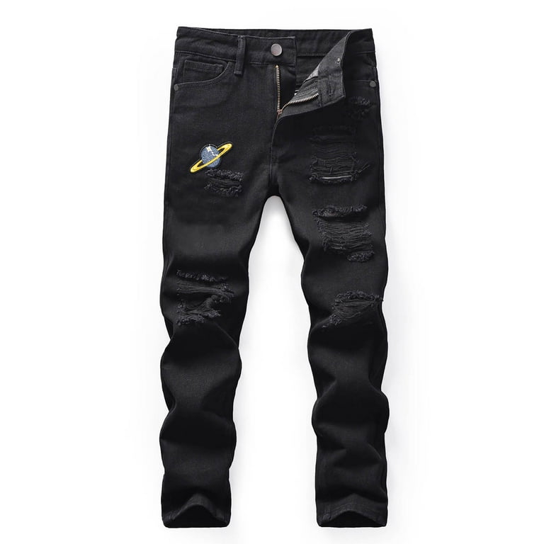 Flare Jeans Juniors Boys Stacked Jeans Ripped Jeans Fashion Slim - Main Image