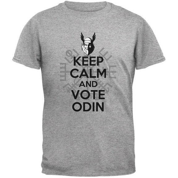 Keep Calm Vote Odin Funny Heather Grey Adult T-Shirt - Small