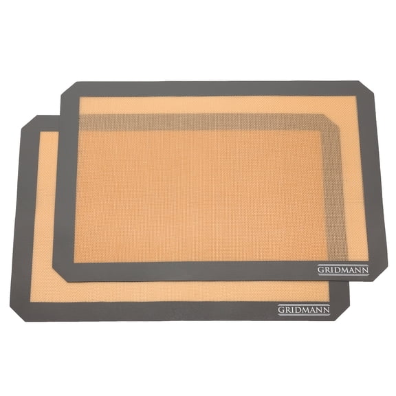 GRIDMANN Silicone Baking Mats, Set of 2 Non-Stick Half Sheet Pan Liners, 16.5" x 11.6", Food Safe