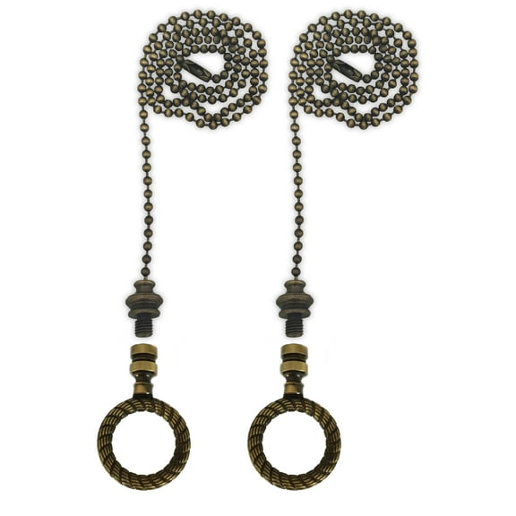 Royal Designs Fan Pull Chain with Rope Wreath Finial – Antique Brass – Set of 2