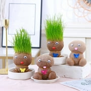 SHAPERME Small Growing Grass Head Doll Plant Small Growing Grass Giftw Plant Doll