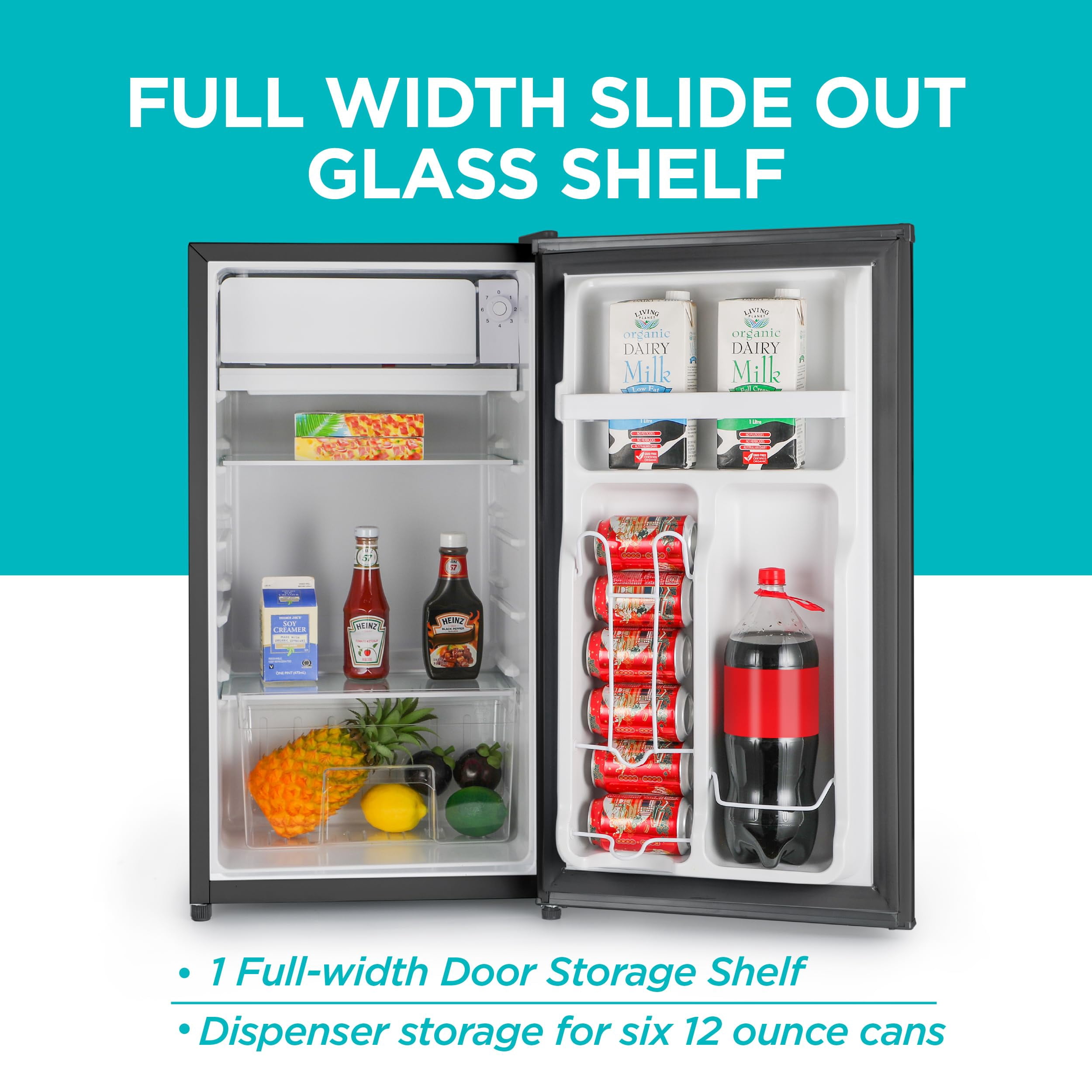 BLACK+DECKER BCRK32B Compact Refrigerator & Mini Fridge with Freezer, 3.2 cu. ft., Black