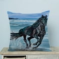 thumbnail image 1 of Funda de Almohada ABPHQTO Caballo Negro Corriendo En La Playa 45x45 cm, 1 of 2