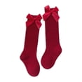 thumbnail image 3 of Calcetines de tubo medio a rayas para niños y niñas, calcetines de tubo largos con lazo para niños, calcetines de bebé con boca de burbuja y boca suelta, 3 of 6
