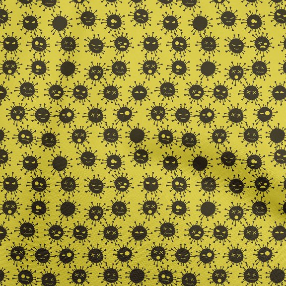 oneOonePolyesterSpandexYellowFabricMedicalVirusSewingCraftProjectsFabricPrintsByYard56InchWide