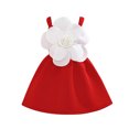 thumbnail image 4 of AINIYS Girls Turn-Down Collar Short Sleeve A-Line Dress With Hidden Back Zipper Flowy Skirt For Party And Tea Party Red 120, 4 of 9