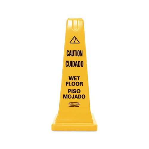 Cuadado Piso Mojado 4-Sided Bilingual Signs Reliable1st 6 Packs 26” Caution Wet Floor Cones with 13 feet Yellow Plastic Barrier Chain Avoid Fall & Slip Accident 