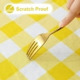 thumbnail image 4 of Rectangle Waterproof Vinyl Table Cloth, Buffalo Flannel Backed Tablecloth, Wipeable Plastic Table Cover for Dinner, Kitchen, Outdoor (60" x 84", Yellow and White), 4 of 6