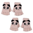 thumbnail image 1 of 2 guantes de lana con solapa de medio dedo de panda, de punto de felpa, resistentes al frío, gruesos, 747, 1 of 5