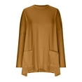 thumbnail image 4 of XuJwPNcy Womens Oversized Long Sleeve T-Shirts with Pockes Casual Crewneck Solid Tunic Tops with Pocket（Yellow,X-Large), 4 of 5