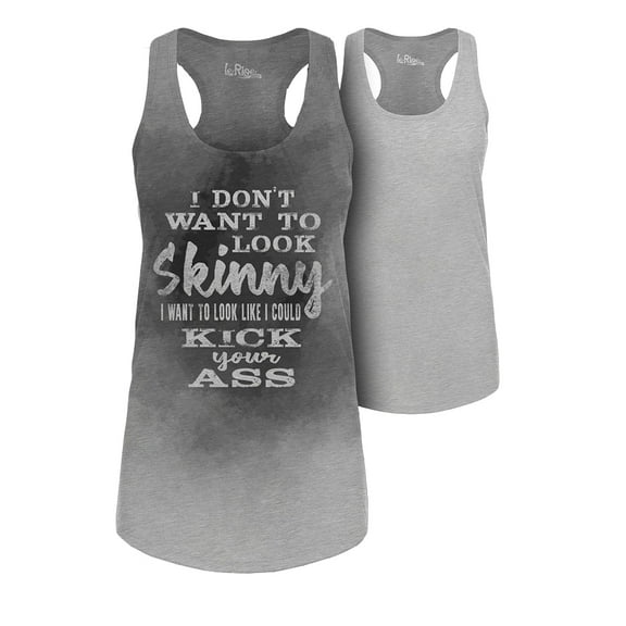 Sweat Activated Gift Tank Top with Workout Motivational Hidden Message I don’t Want To Look Skinny For Women Medium