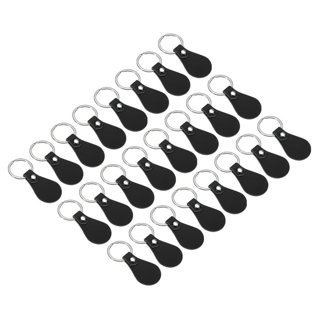 Unique Bargains Leather Key Fob Kit, PU Leather Key Fob Blanks and Key Rings for Laser Engraving, Black 24 Pack