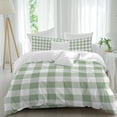 thumbnail image 2 of Sage Green Checkered Duvet Cover Set, Farmhouse Buffalo Plaid Soft Duvet Cover Full Size Bedding Set 4 Pieces, 1 Quiltcover and 2 Pillowcases with Zipper, 1 Bed Sheet for All Seasons, 2 of 9