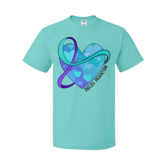 Inktastic Suicide Prevention Awareness Purple and Teal Heart Ribbon T-Shirt