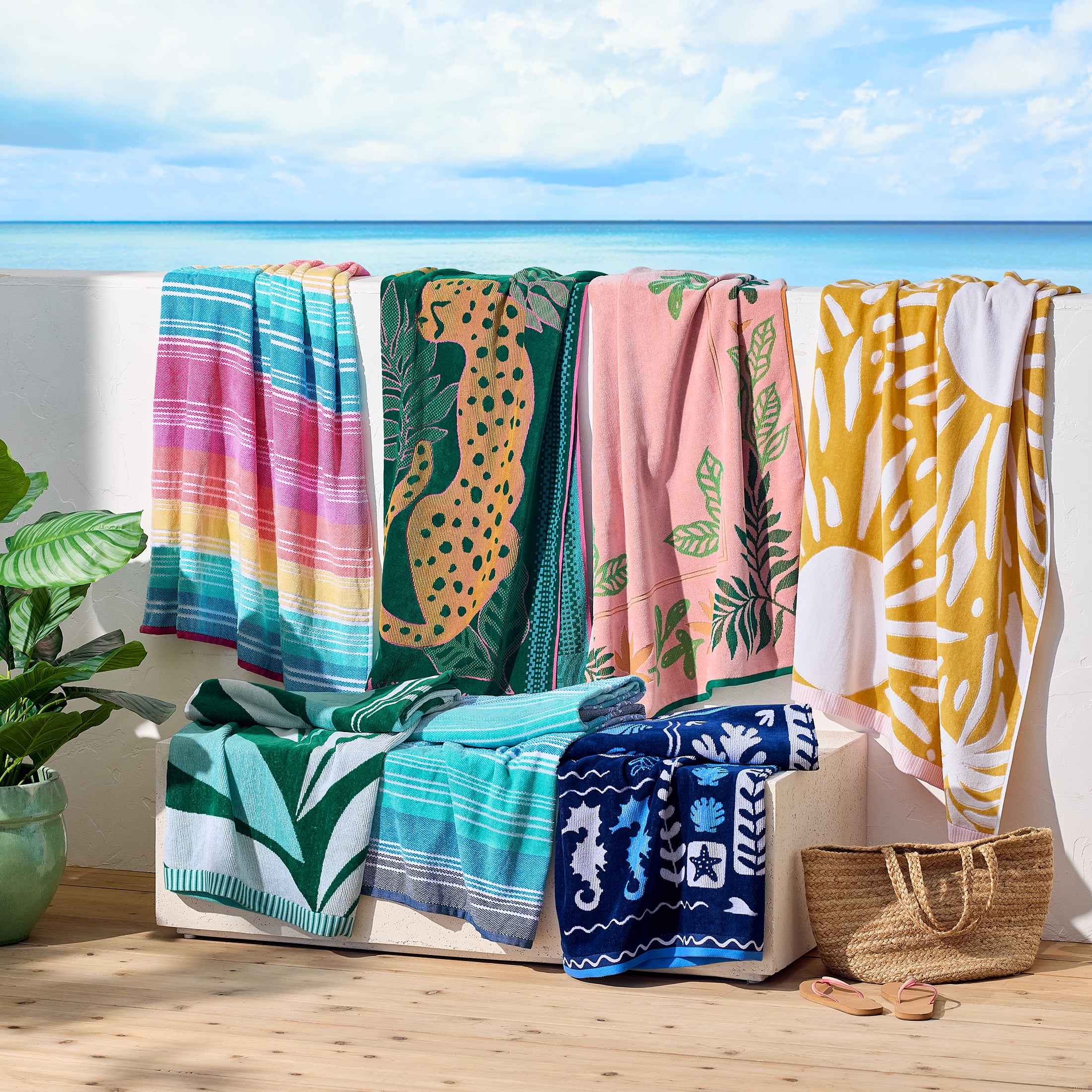 Better Homes & Gardens Cotton-Blend Beach Towel, 72 x 38 in, Jungle Cat