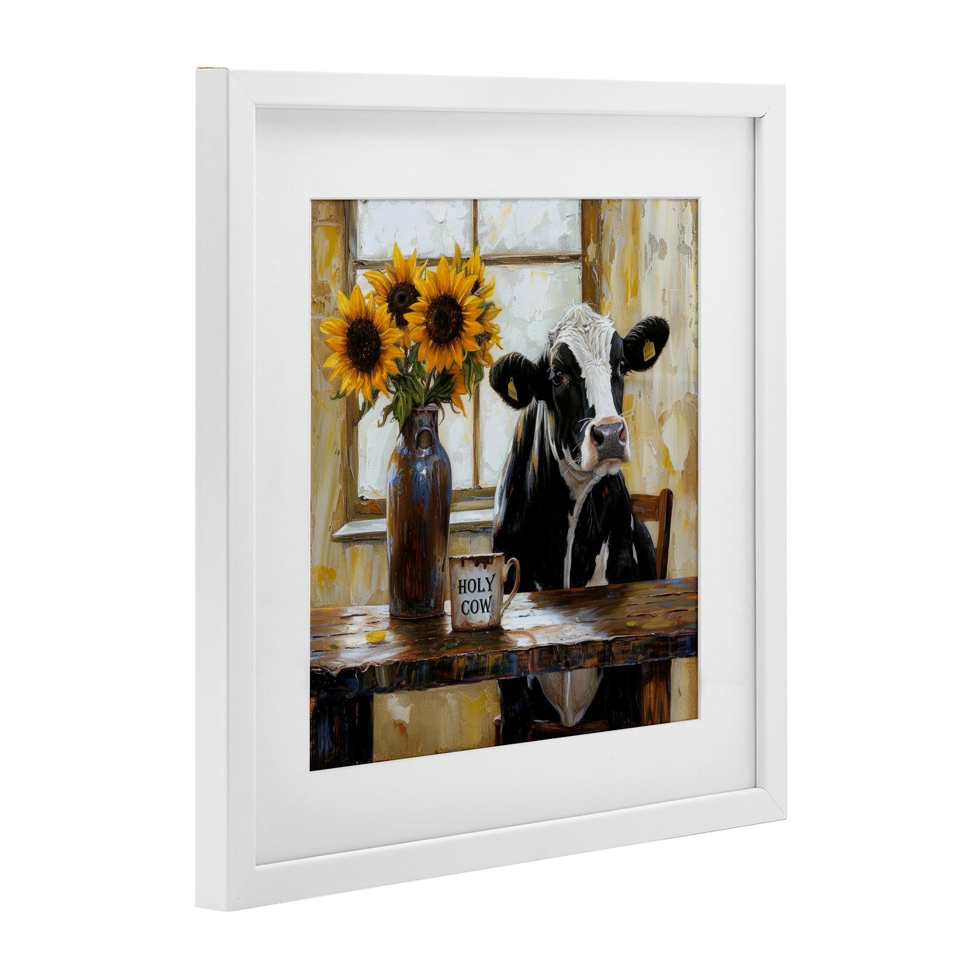 Stupell Industries Holy Cow Rustic Farm Table White Framed Print Under Glass, design by Tina LeCour