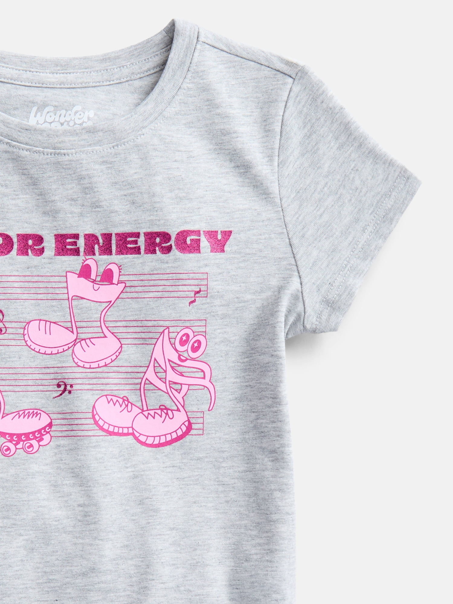 Wonder Nation Girls Embellished Graphic Tee with Short Sleeves, Sizes 4-18 & Plus