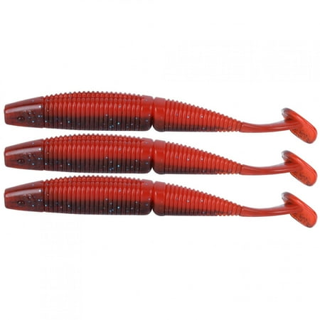 3PCS T Tail Soft Worm Bait 140mm 17g Lures Fishing Tackle Accessories - Dark Red