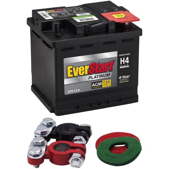 EverStart Platinum AGM Automotive Battery, Group Size H4 12 Volt, 570 CCA with Top Post Epoxy Coated Battery Terminals