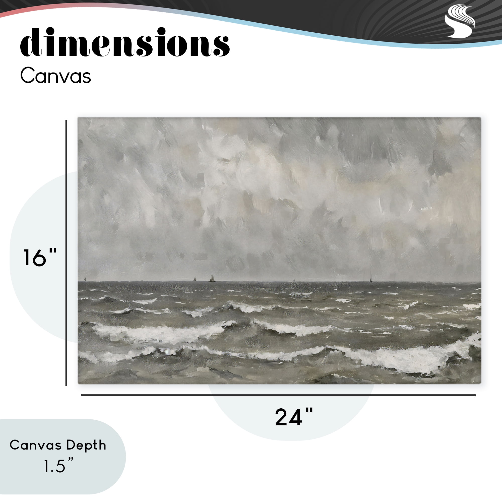 Stupell Industries Stormy Ripples at Sea Canvas Wall Art, design by Jacky Ngan