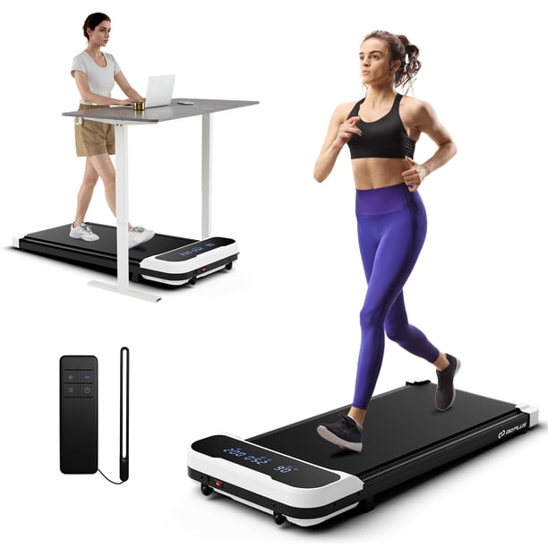 Costway Cinta de correr de 2,5 HP para debajo del escritorio, para el hogar y la oficina, control remoto, pantalla LED blanca