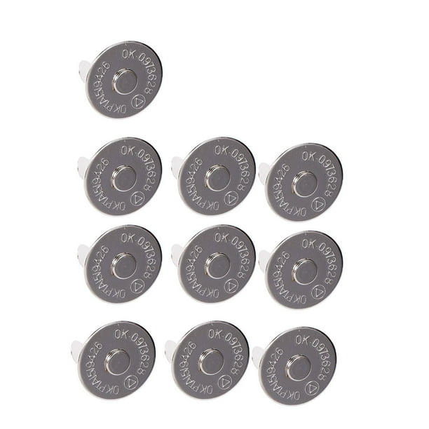 EeaseMX 10 cierres magnéticos a presión de 14 mm, ultrafinos, de metal, para bolsos, carteras, confección de ropa (plateados)